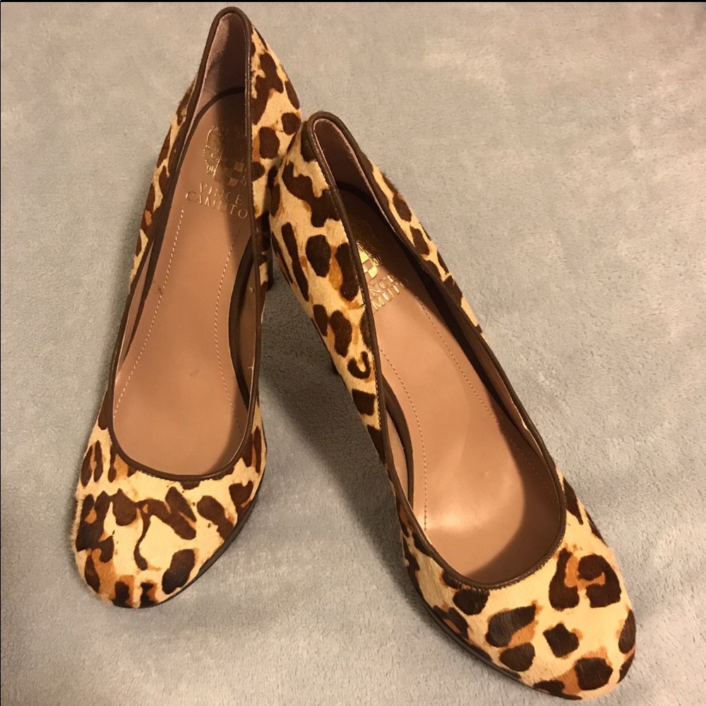 Vince Camuto Leopard Round Toe Heels